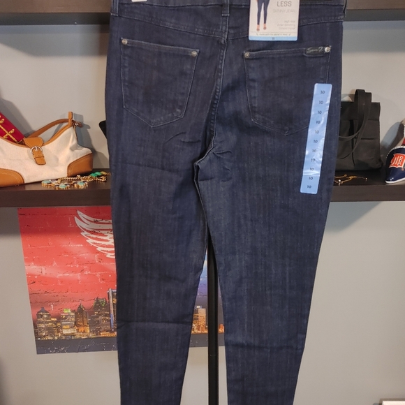 Seven7 Dark Blue Strechty Skinny Pants with Tummy Control, Size 10 - Picture 3 of 6